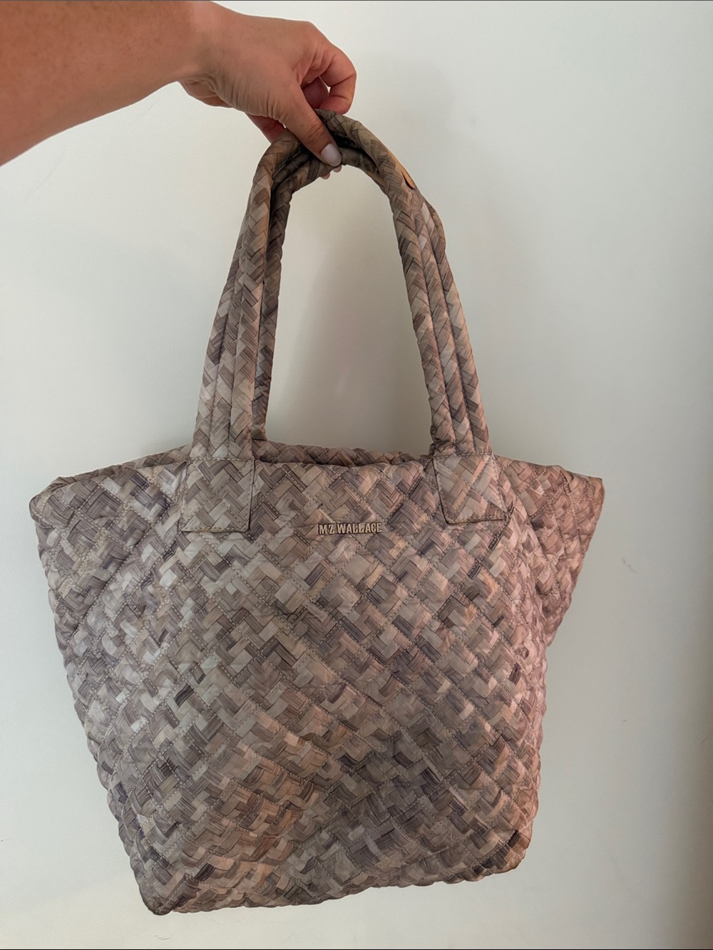 MZ Wallace Woven Taupe-Gray Tote